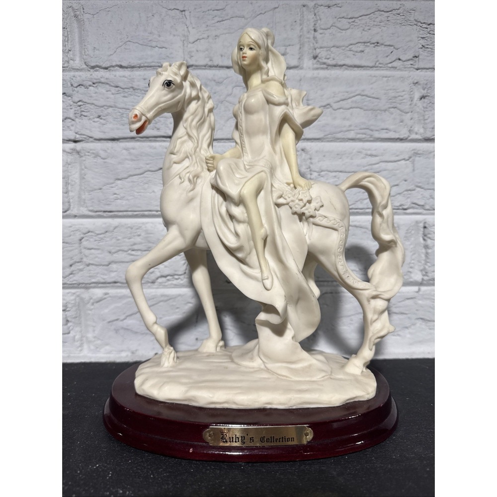 Vtg Giuseppe Armani Florence Figurine Lady On Horse Ruby's Collection Edition